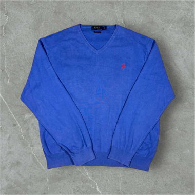 vintage polo ralph lauren v-neck sweatshirt blue
