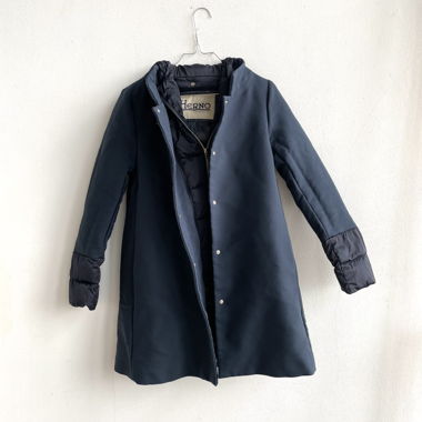 Langer Herno-Daunenmantel blau