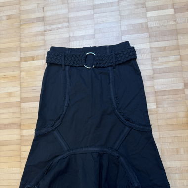 Black denim midi skirt