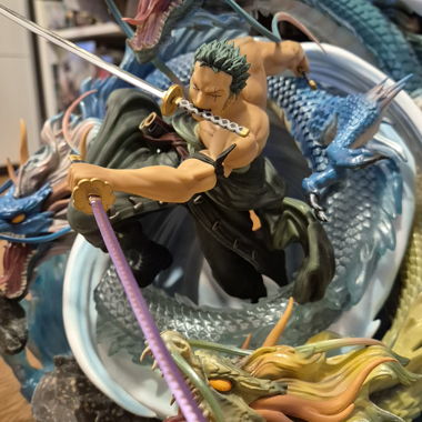 Zoro Statue from One Piece with Dragons