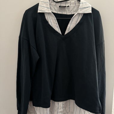 Sweater with shirt collar