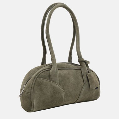Olivgrune Handtasche mit Herz-Anhänger