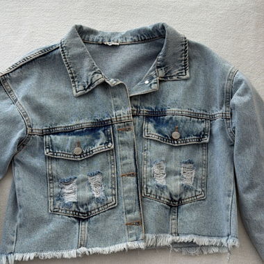 Veste en jean à franges