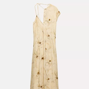 Robe longue beige en viscose