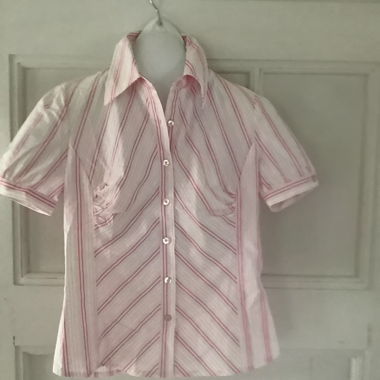 Striped Short-Sleeve Blouse