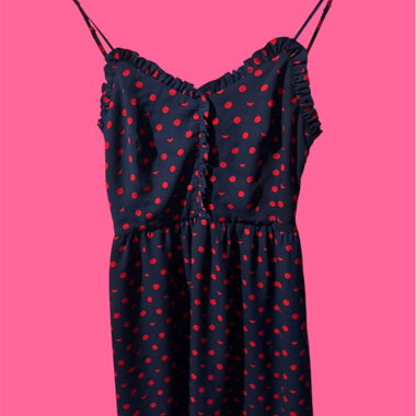 Rote-Punkte-Kleid im Vintage-Stil der 80er