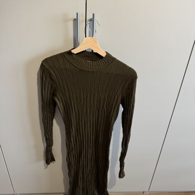 Robe maxi en maille H&M vert olive