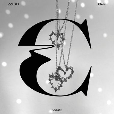 Handmade tin heart necklace, 925 silver chain