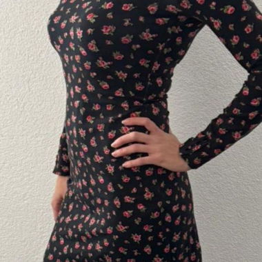 Sézane Divia Floral-Minikleid S schwarz und rosa