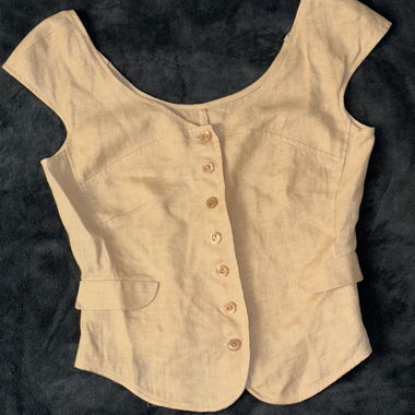 Beige Leinen-Top