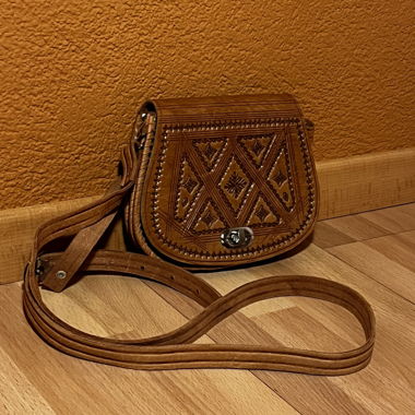 Piccola Borsa Tracolla Marrone con Motivo
