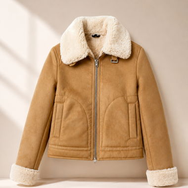 Brown Beige Vintage Retro Winter Teddy Jacket