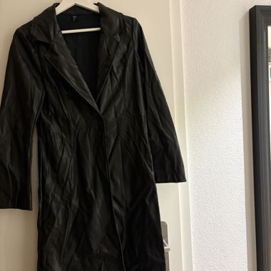 Long faux leather coat