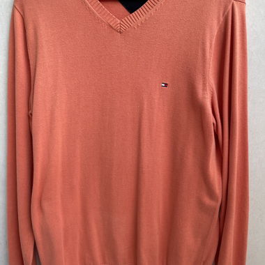 Maglione scollo a V Tommy Hilfiger arancione taglia S