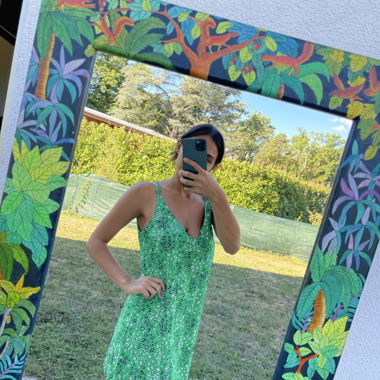 Robe nuisette à imprimé léopard vert