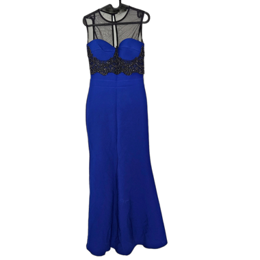 Robe longue bleue noire / Schwarzes langes Kleid