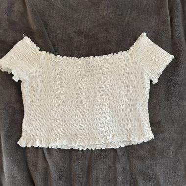 Top court blanc épaules dénudées H&M