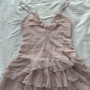 H&M pink ruffle chiffon dress