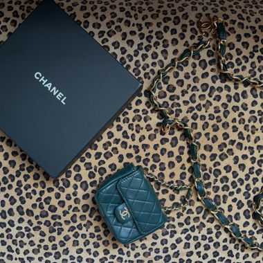 Chanel mini bag in green leather
