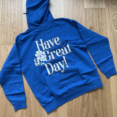Blauer Kapuzenpullover mit Print Grösse L C&A