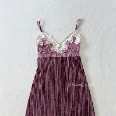 Babydoll en Velours Violet Japonais (XS)