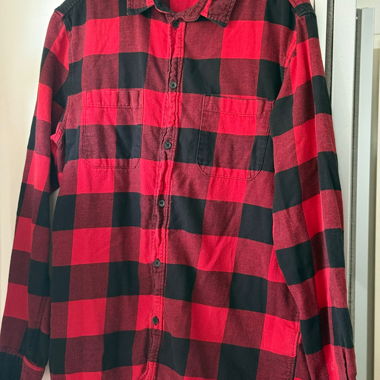 H&M camicia in flanella a quadri rosso-nero M