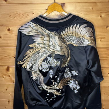 Giacca bomber nera ricamata