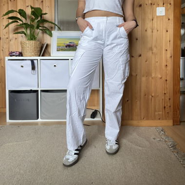 h&m white cargo pants 