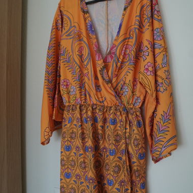 Orange/Yellow Floral Kimono Dress