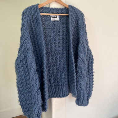 Blue Chunky Wool Cardigan
