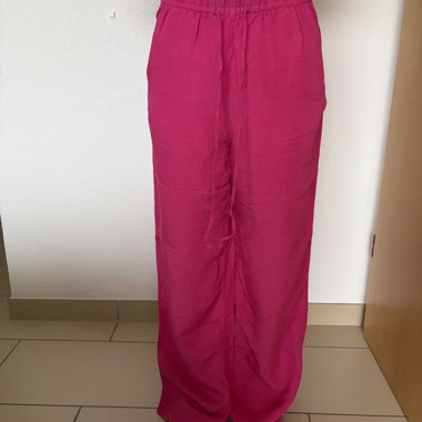 Pantaloni ampi in misto lino H&M fucsia rosa
