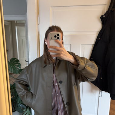 Khaki Faux Leather Jacket