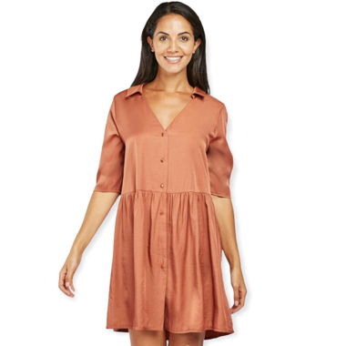 Orange Button Front Dress