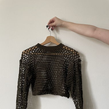 MESH CROP TOP KAKI - SIZE XS