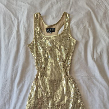 Robe / top long sequin doré 