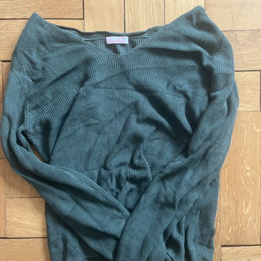 Green knitted sweater by handknit