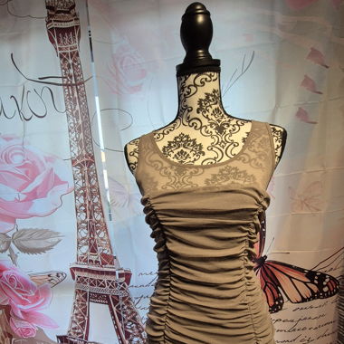 Partykleid gerafft taupe Gr.S