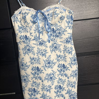 Blue and Cream Floral Dress