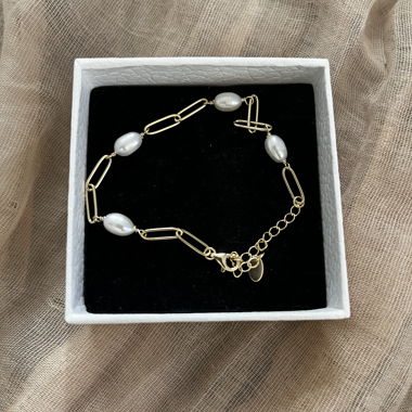 Bracciale con perle in argento 925 color oro
