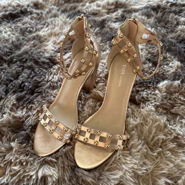 Golden High Heels with Studs