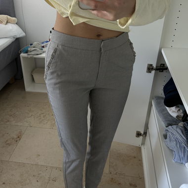 Grey Tailored Fabric Trousers
