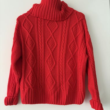 Pull col roulé rouge