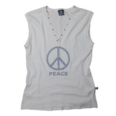 Vintage "PEACE" Ribbed Grommet Tank