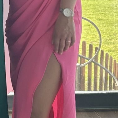Robe de soirée rose à bretelles