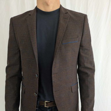 Herren Sakko Benetti Gr. 50 Braun kariert Wolle