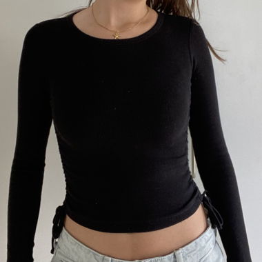PULL&BEAR Black Long-Sleeve Top