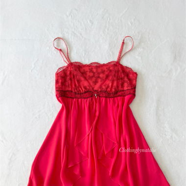 Floaty Red Chiffon Babydoll (M)