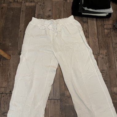 pantalon en lin blanc