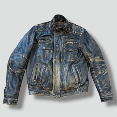 Giacca in pelle Aviatrix vintage marrone anni '90
