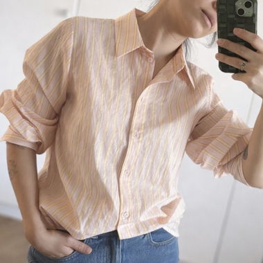 Gestreifte Bluse mit Hemdkragen